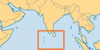 مالدیو جزیره محل سکونت بر روی نقشه جهان